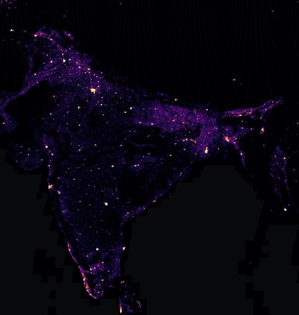 India, built-up area, 1990