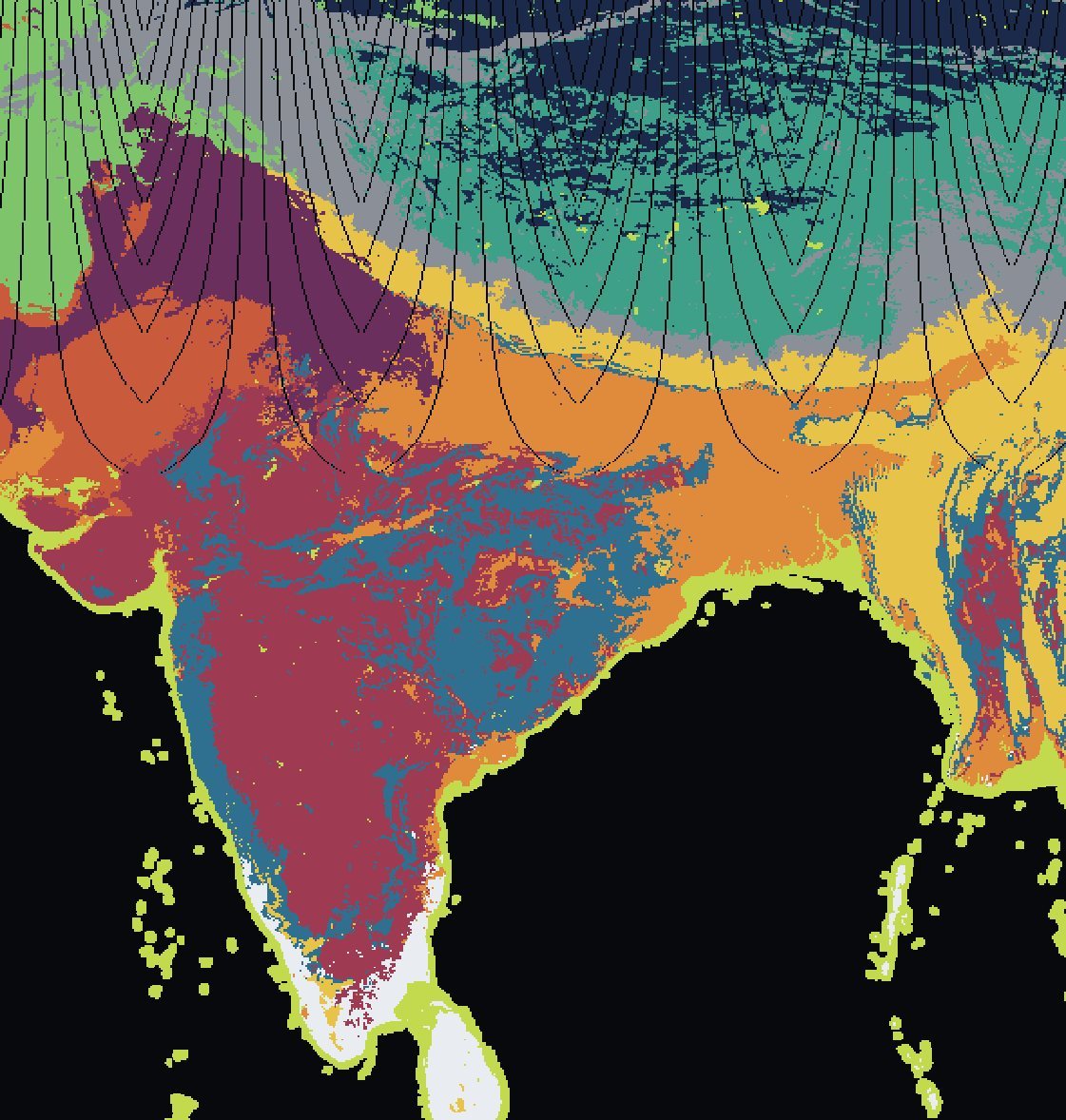 India rendered by land types