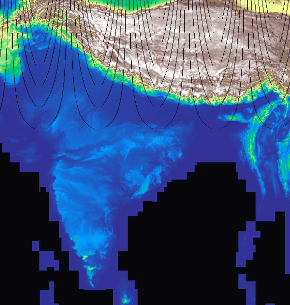 India rendered by elevation