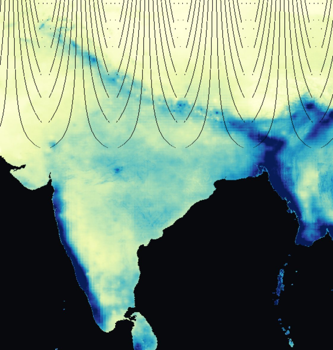 India rendered by rainfall
