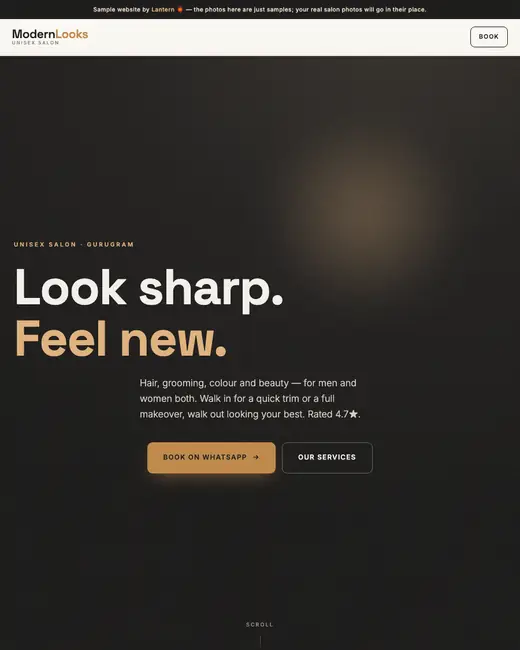 Demo site: modern looks salon