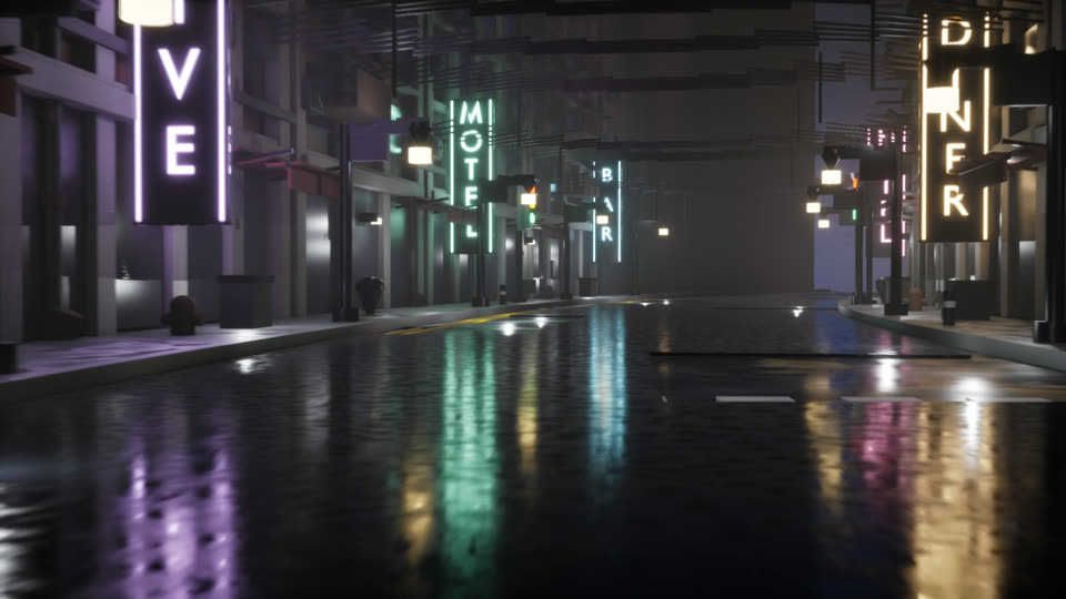 Render pass 1: The empty street, wide